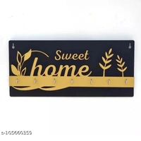 Modern Stylish Wooden Key Holder With 6 Hooks - Black