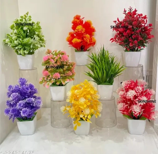 Sunshine Delightful Potted Artificial Multicolour Decor (Pack Of 8)
