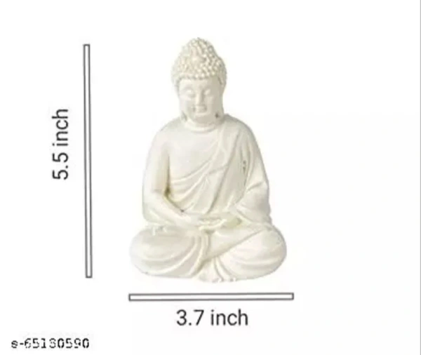 Handcrafted Polymarble Meditation/Dhyan Budhha Statue (White) - White