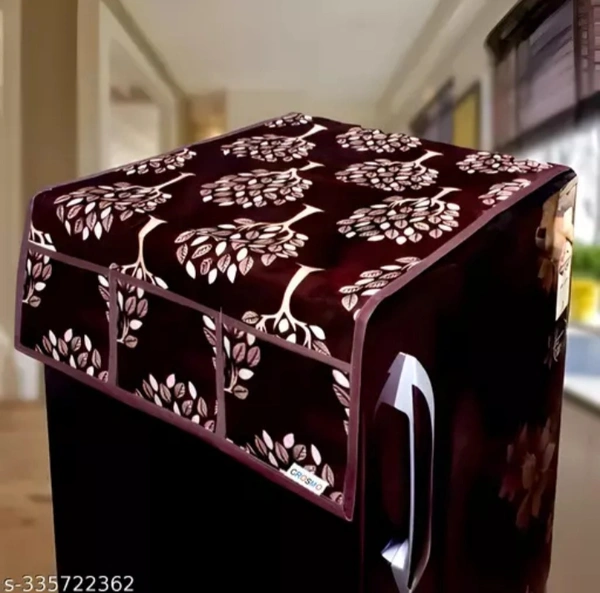 Fine Quality Refrigerator Cover for Top with 6 Utility Pockets - Brown