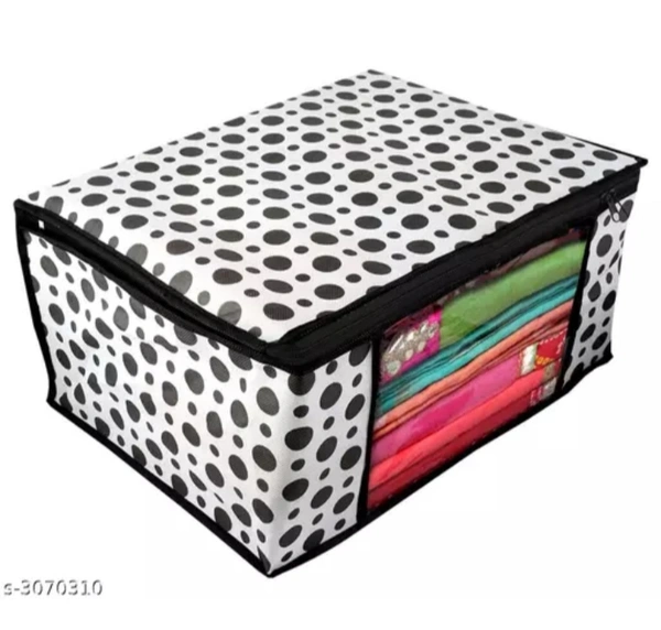 Trendy 80 GSM Non Woven Printed Saree Bag Pack of 3 - White