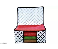Trendy 80 GSM Non Woven Printed Saree Bag Pack of 3 - White