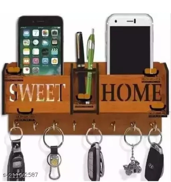 Wooden Art Key Holder - Brown