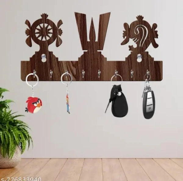 Hod Tirupati Balaji Tika Wooden Key Holder - Brown