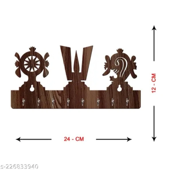 Hod Tirupati Balaji Tika Wooden Key Holder - Brown