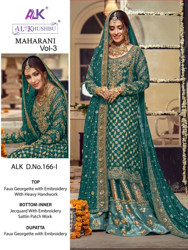  🌹*Exclusive BRIDAL Collection"**FABRICS :-*🔺Top:FAUX GEORGETTE EMBROIDERED WITH HEAVY HANDWORK🔺Sleeves:Embroidered 🔺Bottom:JACQUARD WITH  EMBROIDERED SATTIN PATCHWORKINNER:- HEAVY DULL SANTOON      🔺Dupatta:-FOX GEORGETE WITH HEAVY EMBROIDERED 