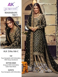  🌹*Exclusive BRIDAL Collection"**FABRICS :-*🔺Top:FAUX GEORGETTE EMBROIDERED WITH HEAVY HANDWORK🔺Sleeves:Embroidered 🔺Bottom:JACQUARD WITH  EMBROIDERED SATTIN PATCHWORKINNER:- HEAVY DULL SANTOON      🔺Dupatta:-FOX GEORGETE WITH HEAVY EMBROIDERED 