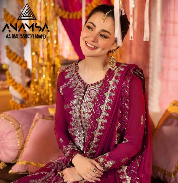   👚 Semi Stitched *😍Anamsa-287* 👚 Heavy Pure Fox Georgette With Heavy Embroidered Very Beautiful Design And Sequence Work High Quality Material 🤩 Very Beautiful Semi Stitched Outfit👖Unstitched Heavy Dull Shantoon Bottom🧣 Very Beautiful Pure Fox Georgette Fancy Dupatta with Fancy Embroidery 👘 Inner- Dull Shantoon  - Semi Stitched