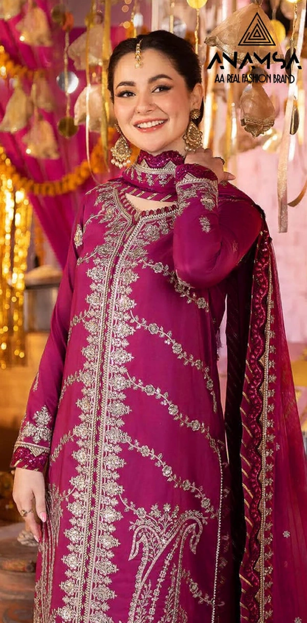   👚 Semi Stitched *😍Anamsa-287* 👚 Heavy Pure Fox Georgette With Heavy Embroidered Very Beautiful Design And Sequence Work High Quality Material 🤩 Very Beautiful Semi Stitched Outfit👖Unstitched Heavy Dull Shantoon Bottom🧣 Very Beautiful Pure Fox Georgette Fancy Dupatta with Fancy Embroidery 👘 Inner- Dull Shantoon  - Semi Stitched