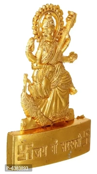 Designer Plated Goddess Saraswati Idol Showpiece Statue for Temple and Home decor