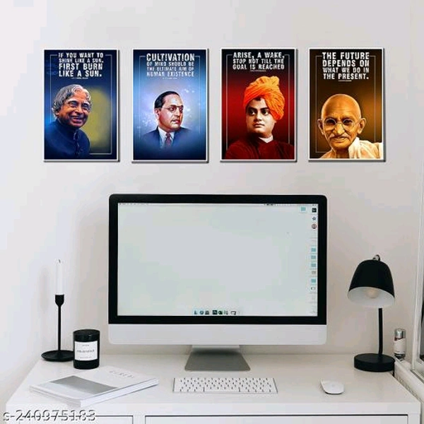 Motivational Wall Posters and Inspirational Quotes | APJ Abdul kalam, B.R. Ambedkar, Swami Vivekananda , Mahatma Gandhi | Pack of 04 PostersName: Motivational Wall Posters and Inspirational Quotes | APJ Abdul kalam, B.R. Ambedkar, Swami Vivekananda , Mahatma Gandhi | Pack of 04 Posters