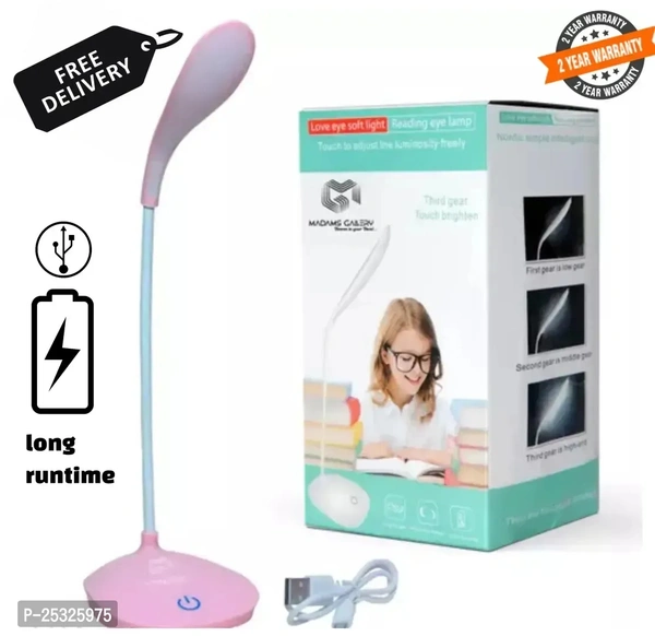 Study Lamp Rechargeable Led Torch Touch On Off Switch Student Study Reading Dimmer Led Table Lamps White Desk Light Lamp (Multicolor,Plastic, Pack of 1) (RANDOM COLOUR) Table Lamps