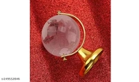 Feng Shui Crystal Globe with Golden Stand for Positive Energy, Success,Good Luck and Prosperity | Vastu Remedy for Home, Childeren Study Table & Office - 3 cm (Glass, White)