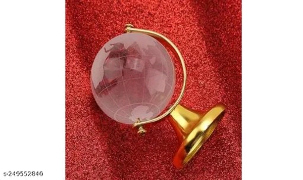 Feng Shui Crystal Globe with Golden Stand for Positive Energy, Success,Good Luck and Prosperity | Vastu Remedy for Home, Childeren Study Table & Office - 3 cm (Glass, White)