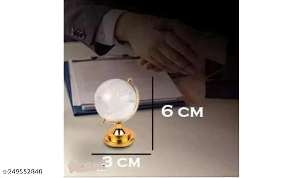 Feng Shui Crystal Globe with Golden Stand for Positive Energy, Success,Good Luck and Prosperity | Vastu Remedy for Home, Childeren Study Table & Office - 3 cm (Glass, White)