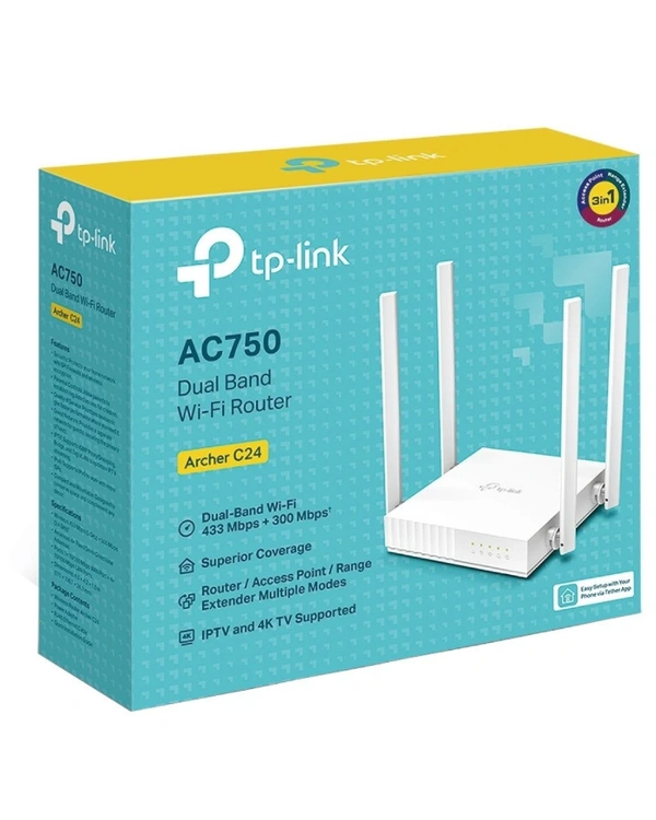 TP-Link Archer C24 Multi-Mode 750 Mbps Wireless Router (White, Dual Band)