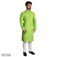 RIGAL Men's Cotton Slub Kurta Pyjama set (38, Light Green)