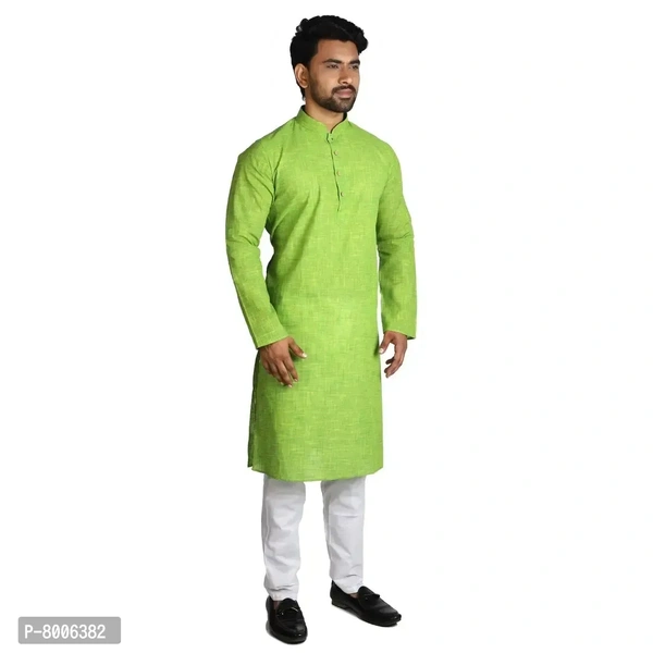 RIGAL Men's Cotton Slub Kurta Pyjama set (38, Light Green)