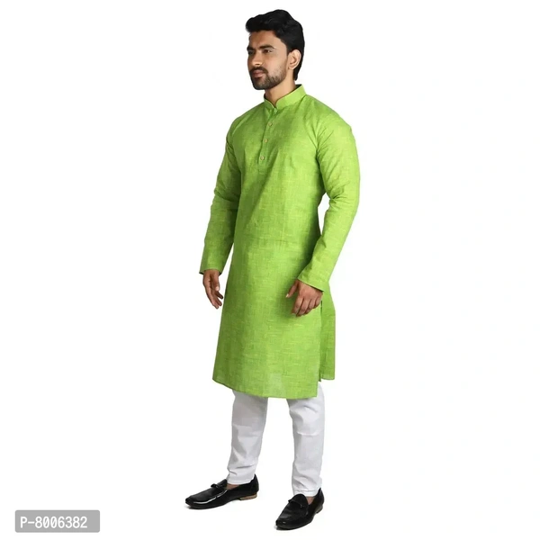 RIGAL Men's Cotton Slub Kurta Pyjama set (38, Light Green)