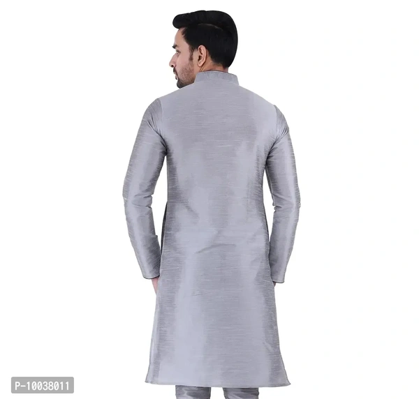 HUZUR Mens Silk Loop Button Kurta Only (XX-Large, Grey)