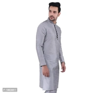 HUZUR Mens Silk Loop Button Kurta Only (XX-Large, Grey)