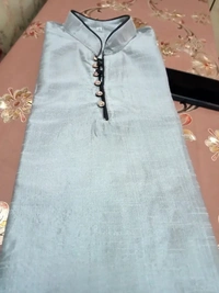 HUZUR Mens Silk Loop Button Kurta Only (XX-Large, Grey)