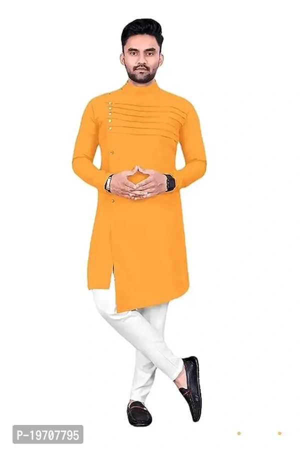 Stylish Fancy Cotton Blend Solid Kurta For Men - L