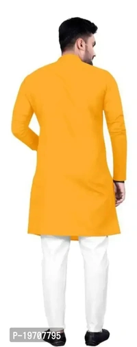 Stylish Fancy Cotton Blend Solid Kurta For Men - L