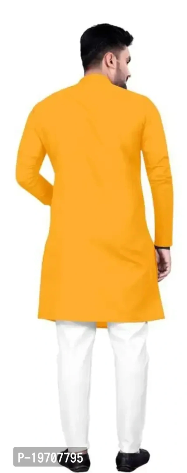 Stylish Fancy Cotton Blend Solid Kurta For Men - L