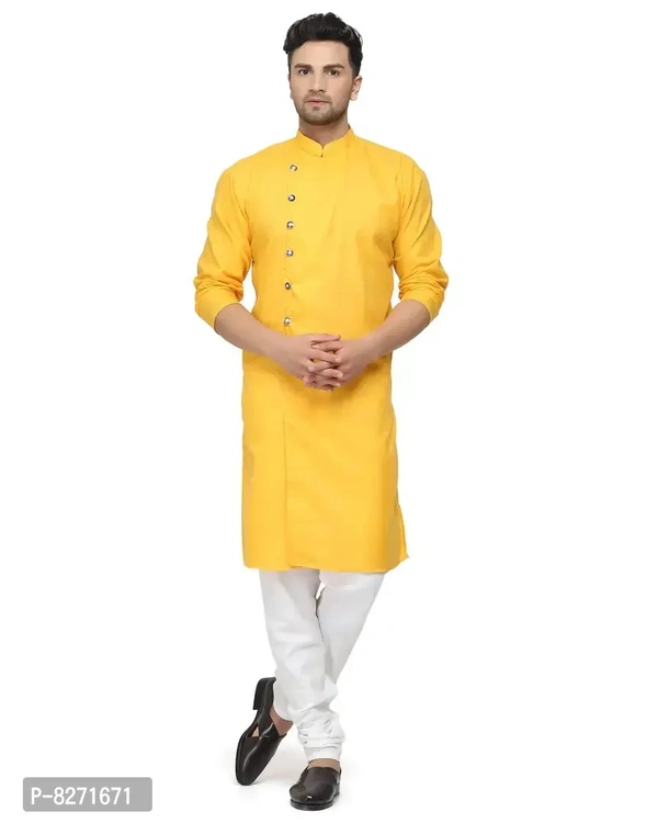 RYLEN ONNIX Men's Kurta Pyjama Cotton (Mustard, 44) - 44