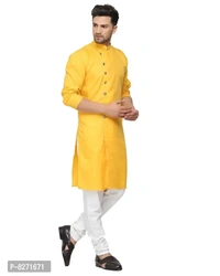 RYLEN ONNIX Men's Kurta Pyjama Cotton (Mustard, 44) - 44