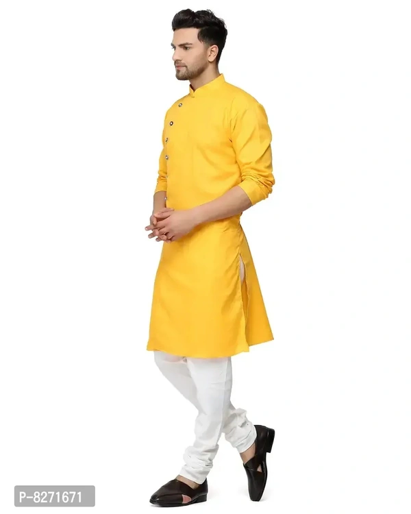RYLEN ONNIX Men's Kurta Pyjama Cotton (Mustard, 44) - 44