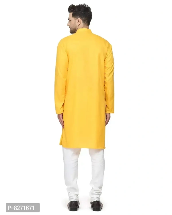 RYLEN ONNIX Men's Kurta Pyjama Cotton (Mustard, 44) - 44