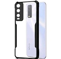 SpazyCase® Transparent Bumper Clear Back Case Cover Camera Protection For vivo Y12G (Shock Proof Black)