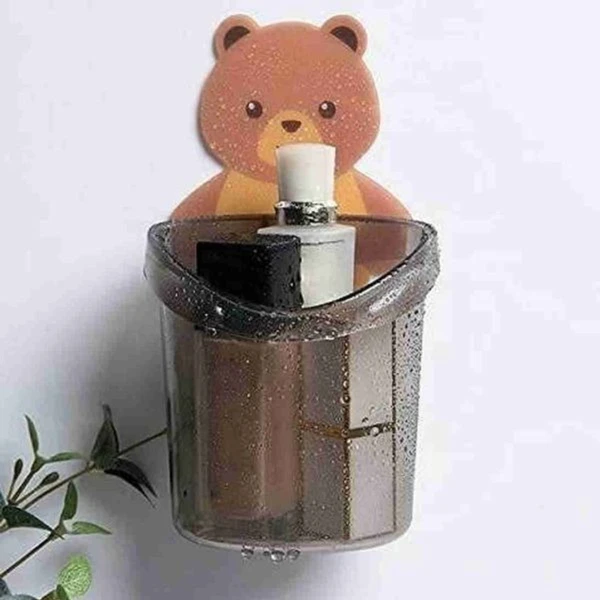 Cute Teddy Bear Wall Sticky Toothbrush Holder