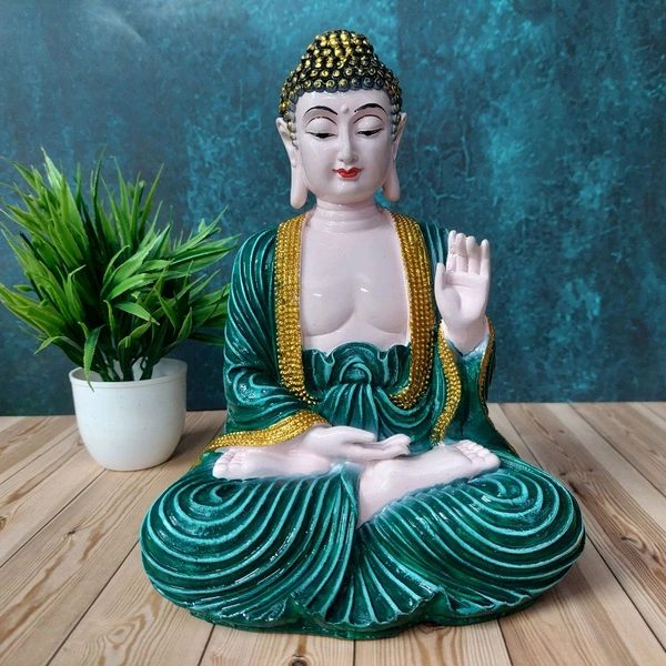 High Quality Big Sized Peacefully Sitting Green Buddha