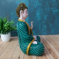 High Quality Big Sized Peacefully Sitting Green Buddha