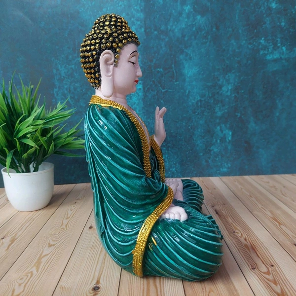 High Quality Big Sized Peacefully Sitting Green Buddha