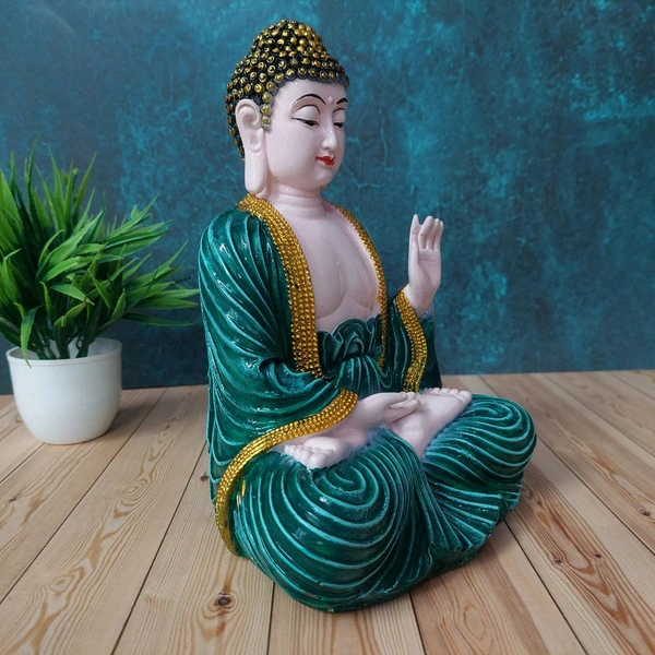 High Quality Big Sized Peacefully Sitting Green Buddha