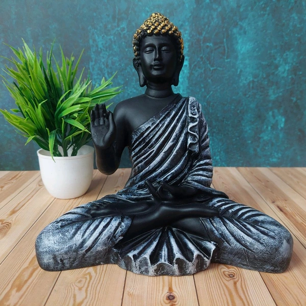 High Quality Big Sized Peacefully Sitting Black Buddha