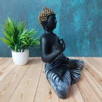 High Quality Big Sized Peacefully Sitting Black Buddha