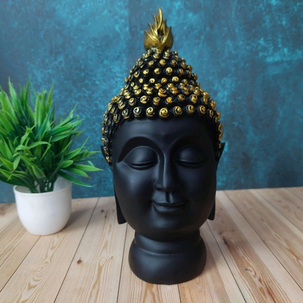 High Quality Big Sized Black And Golden Face Peaceful Buddha 