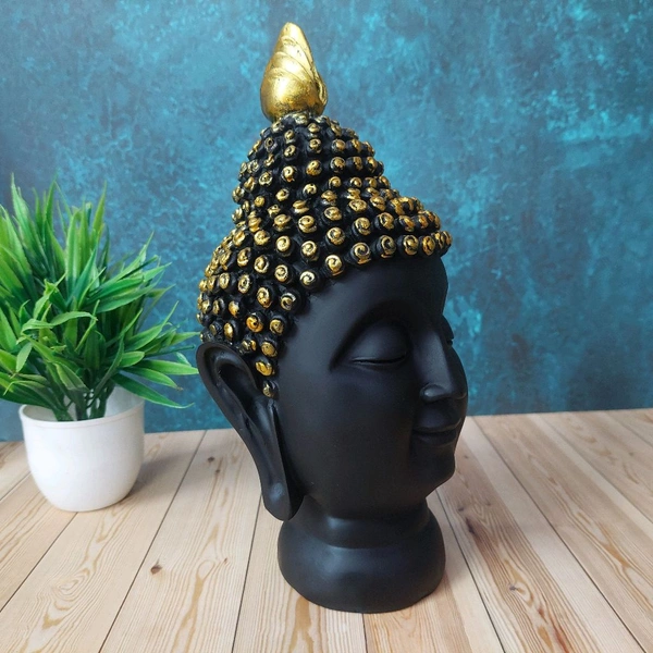 High Quality Big Sized Black And Golden Face Peaceful Buddha 
