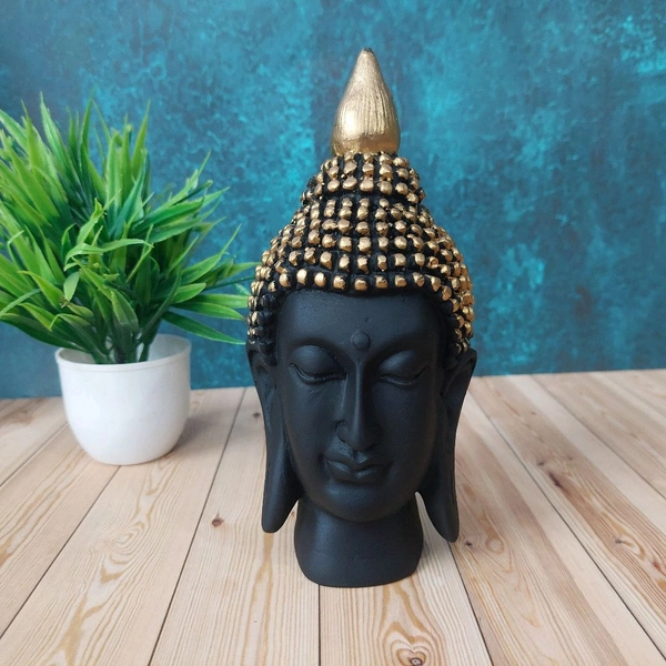 High Quality Medium Sized Black And Golden Face Peaceful Buddha 