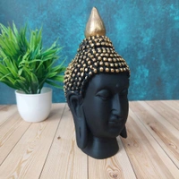 High Quality Medium Sized Black And Golden Face Peaceful Buddha 