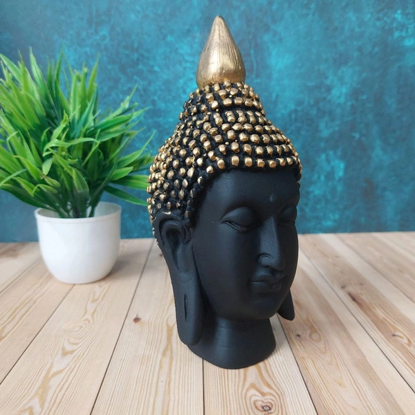 High Quality Medium Sized Black And Golden Face Peaceful Buddha 