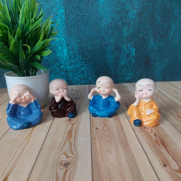 4 in 1 Cute Sitting Reaction Buddha Monk Set