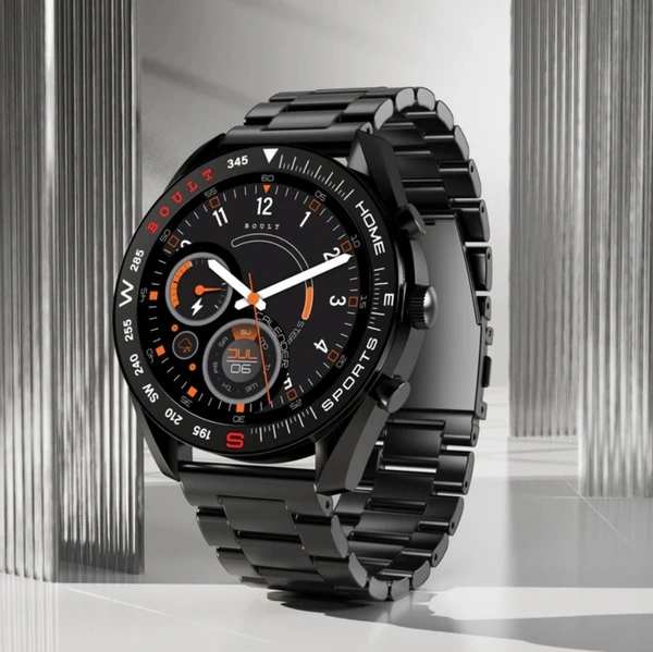 Boult Mirage 1.39" Screen, BT Calling, Working Crown, Zinc Alloy Frame, 500 Nits, SpO2 Smartwatch  (Coal Black Strap, Free Size) - FREE SIZE, Black, 1-Year manufacturing Warranty, IN BETWEEN 7 DAYS