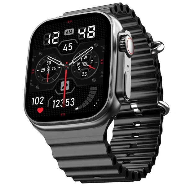Fire-Boltt Gladiator 1.96" Biggest Display Smart Watch with Bluetooth Calling, Voice Assistant &123 Sports Modes, 8 Unique UI Interactions, SpO2, 24/7 Heart Rate Tracking (Black)