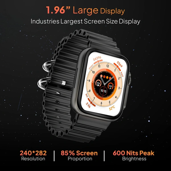 Fire-Boltt Gladiator 1.96" Biggest Display Smart Watch with Bluetooth Calling, Voice Assistant &123 Sports Modes, 8 Unique UI Interactions, SpO2, 24/7 Heart Rate Tracking (Black) - Mine black, 7 days return and replace policy available from the date of delivery, 1 year manufacturing warranty